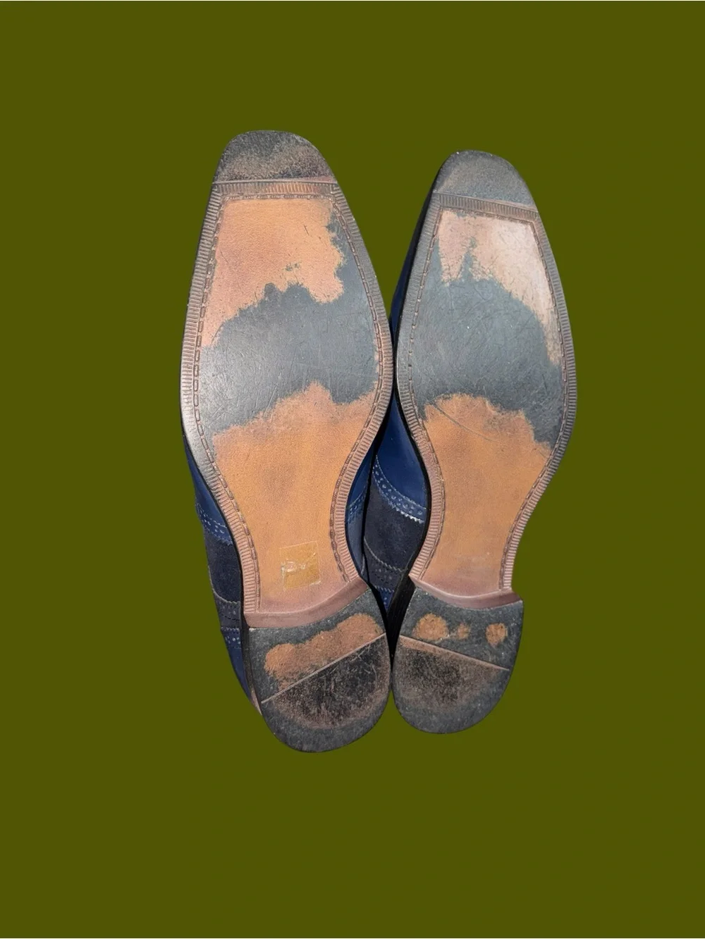 Bolano Men's Size 13 Blue Wingtip Oxford Dress Shoes Vintage Y2K Suede Leather